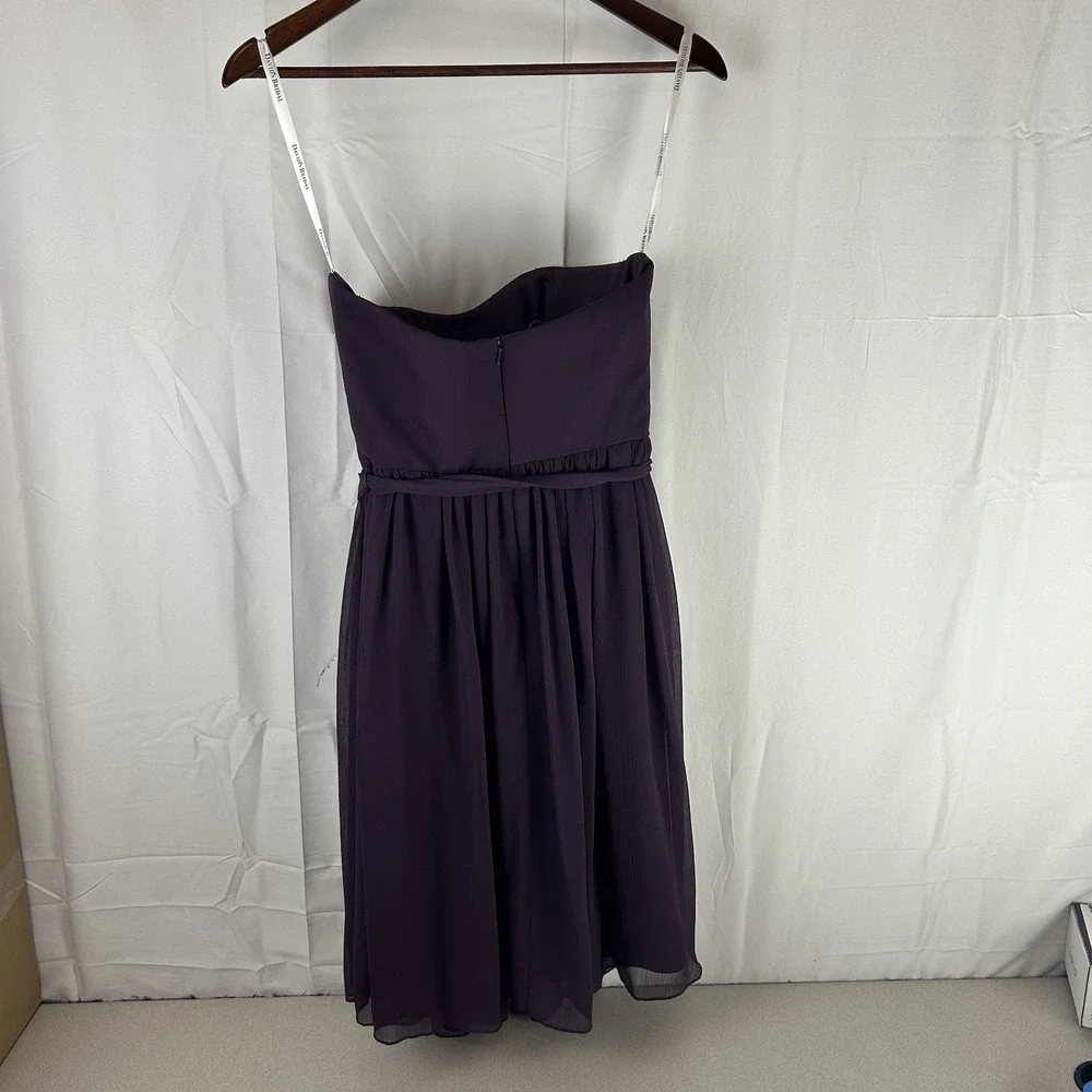 Davids Bridal Dress Womens 2 Purple Lapis Strapless A Line Knee‎ Length